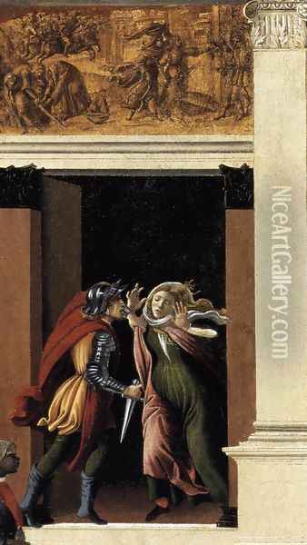 The Story of Lucretia (detail 1) 1496-1504 Oil Painting - Sandro Botticelli