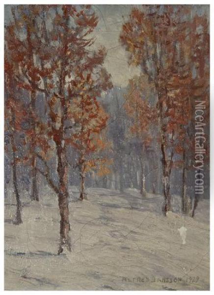 October Snow, Illinois Oil Painting - Alfred Jansson