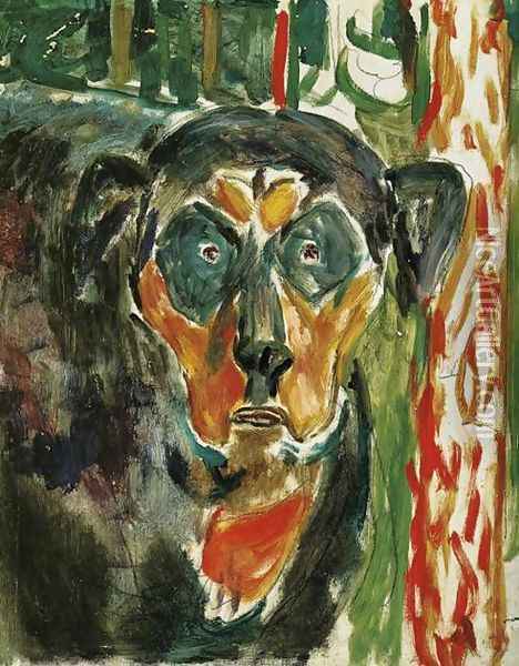 Head of a Dog Oil Painting - Edvard Munch