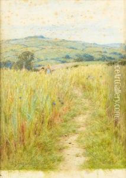 Through The Corn, Downton, Wilts Oil Painting - Helen Mary Elizabeth Allingham