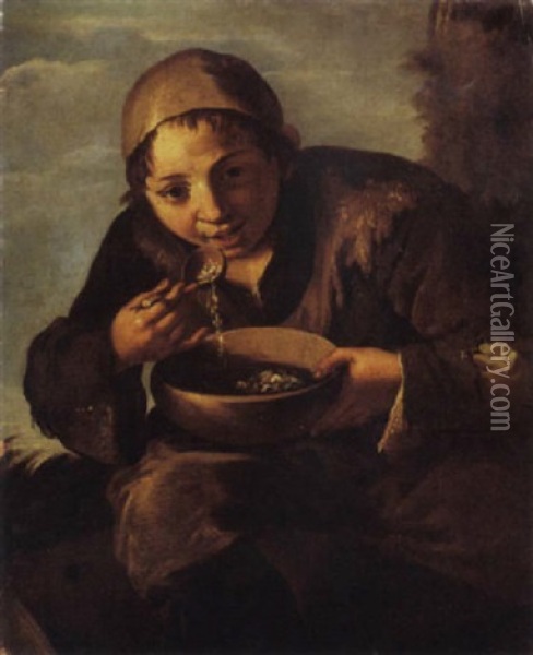 Eintopf Essender Bettlerjunge Oil Painting - Giacomo Francesco Cipper