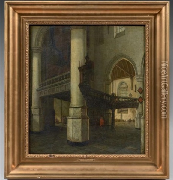 Vue De La Tribune De L'orgue De La Oude Kerk De Delft Oil Painting - Hendrick Cornelisz van der Vliet