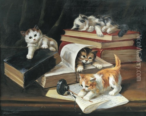 Naughty Kittens Oil Painting - John Henry Dolph