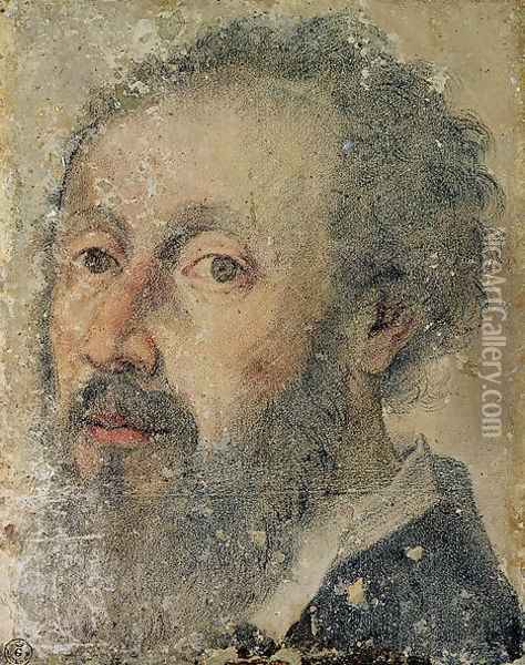 Self Portrait Oil Painting - Giulio Romano (Orbetto)