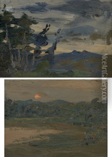 Morning (+ Evening; 2 Works) Oil Painting - Edmund Montague Morris