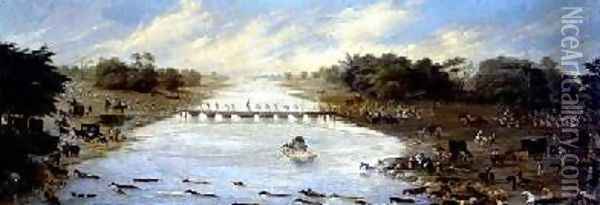 Crossing the Riachuelo River Buenos Aires Argentina 1865 Oil Painting - Candido Lopez