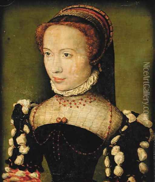 Portrait presumed to be Gabrielle de Rochechouart (1530-80) c.1548 Oil Painting - Corneille De Lyon