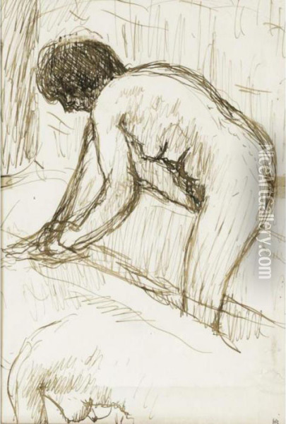 Marthe Au Bain Oil Painting - Pierre Bonnard