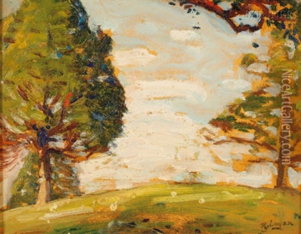 Two Trees And Clouds (+ 2 Others; 3 Works) Oil Painting - Robert Henry Logan