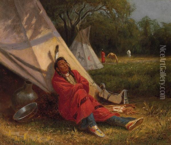 Resting Indian Oil Painting - William de la Montagne Cary