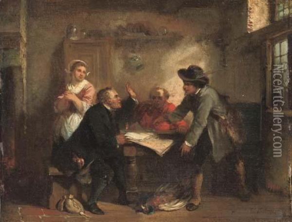 A Huntsman Settling His Account Oil Painting - Herman Frederik Carel ten Kate