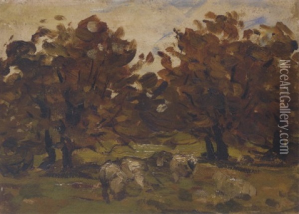 Sheep Under Trees Oil Painting - Nathaniel Hone the Younger