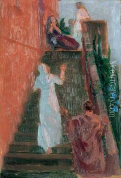 Escaliers A Perros Oil Painting - Maurice Denis