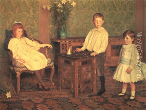 The Children Of L. Breitmeyer, Esq. Oil Painting - Thomas Cooper Gotch