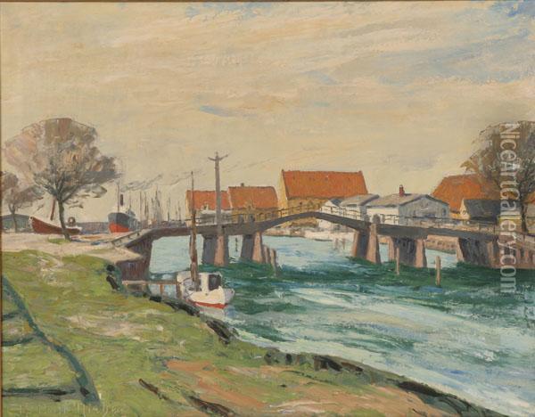 Harbour Scene Oil Painting - Arthur Nielsen