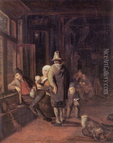 Dorfliches Interieur Mit Bauernfamilie Oil Painting - Gillis de Winter