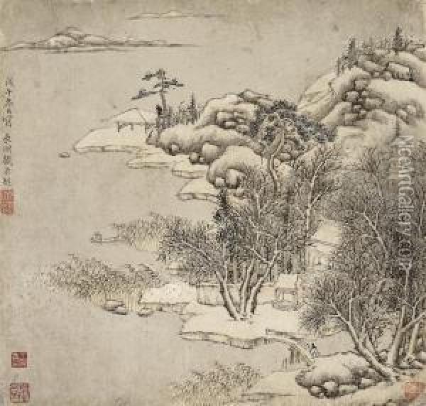 Snow Landscape Oil Painting - Liu Yuanqi