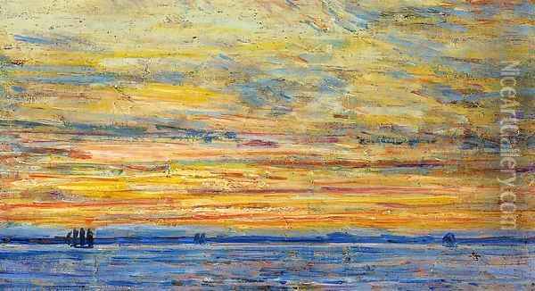 Evening Oil Painting - Frederick Childe Hassam