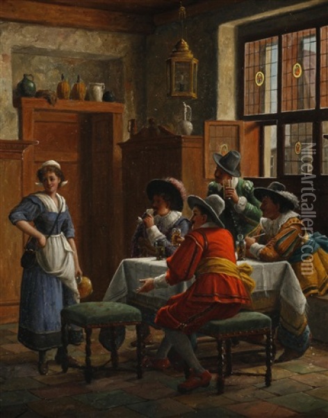 Gesellige Runde Oil Painting - Wilhelm Giessel