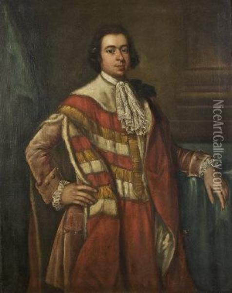 Portrait Of Edward, Baron Kingston (1764) Standing In Peers Robes Oil Painting - Robert Hunter