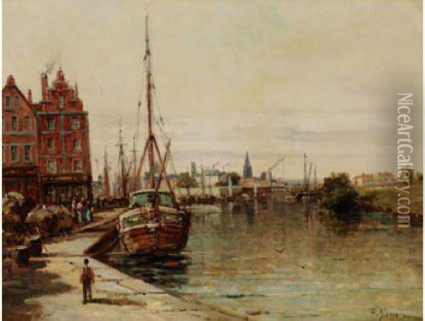 Port De Peche En Hollande Oil Painting - Gustave Mascart