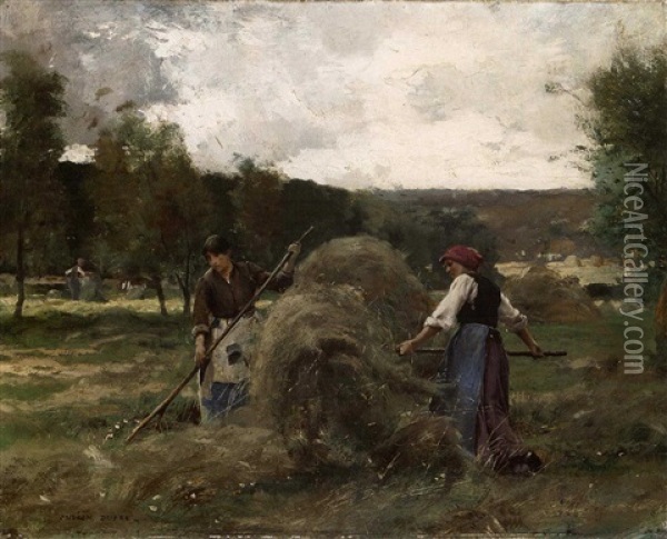 Haymaking Oil Painting - Jules Dupre