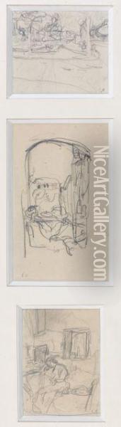 Paysage Urbain - Scene Devant La Fenetre - Femme Accoudee Dans Un Canape Oil Painting - Jean-Edouard Vuillard
