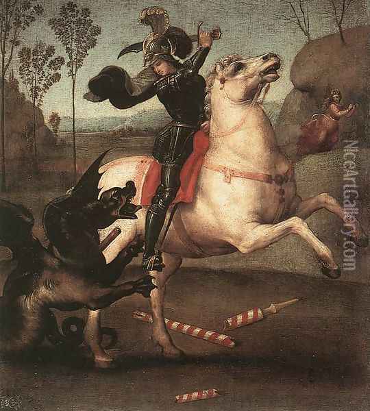 St George Fighting The Dragon Oil Painting - Raphael