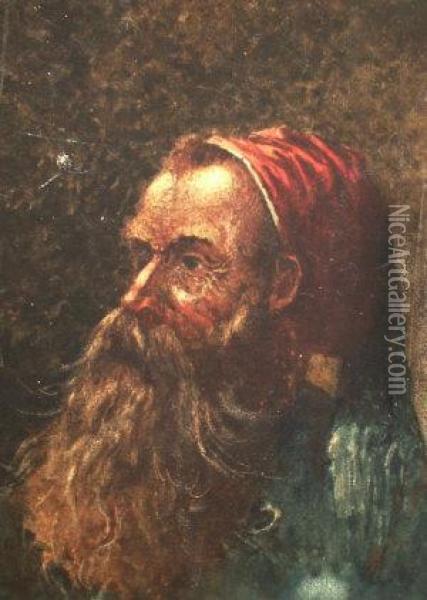 Manner Of Emile Jean Horace 
Vernet -- Portrait Of A Bearded Man Head And Shoulders Turned To The 
Left; Watercolour, 34x26cm Oil Painting - Horace Vernet