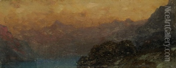 Abendstimmung In Den Bergen Oil Painting - Carl Robert Kummer
