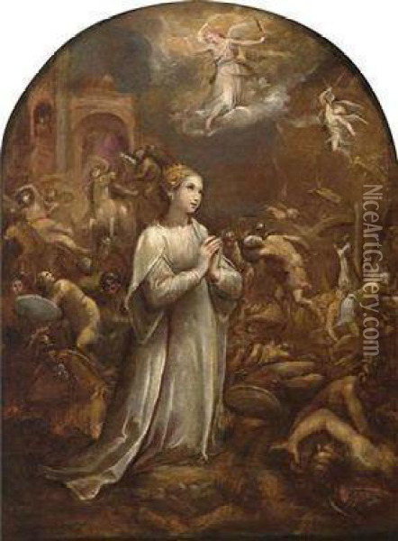 Martyrdom Of St. Catherine Of Alexandria Oil Painting - Ventura Salimbeni