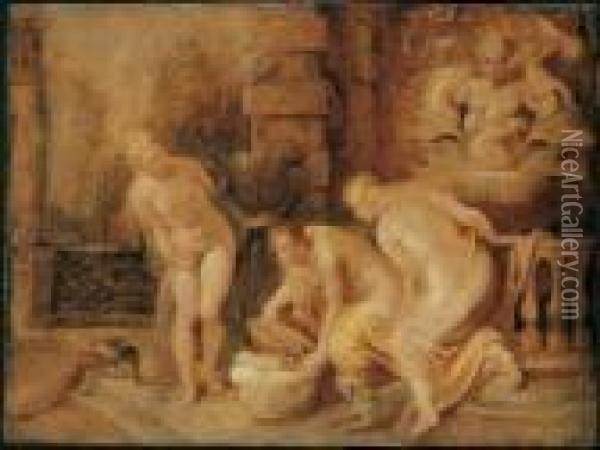 Die Auffindung Des Kleinen Erichthonios Durch Oil Painting - Peter Paul Rubens
