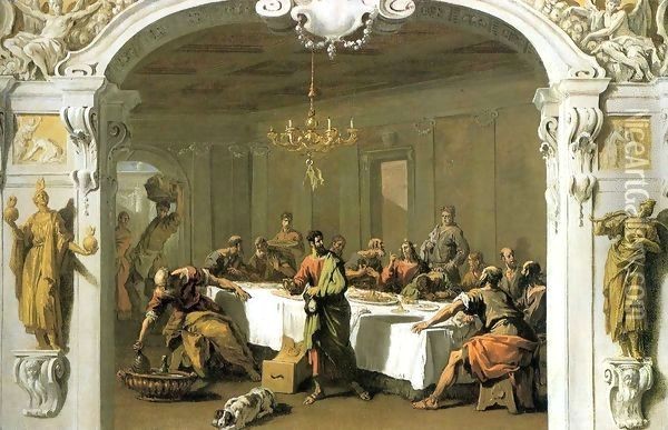 Last Supper Oil Painting - Sebastiano Ricci