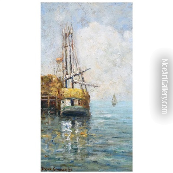 Sailboat In Dock Oil Painting - Bertha Stringer Lee
