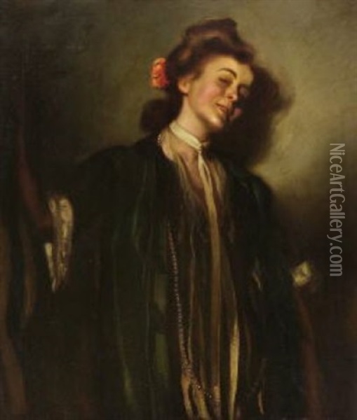 Bildnis Einer Jungen Dame Oil Painting - Hugo von Habermann the Elder