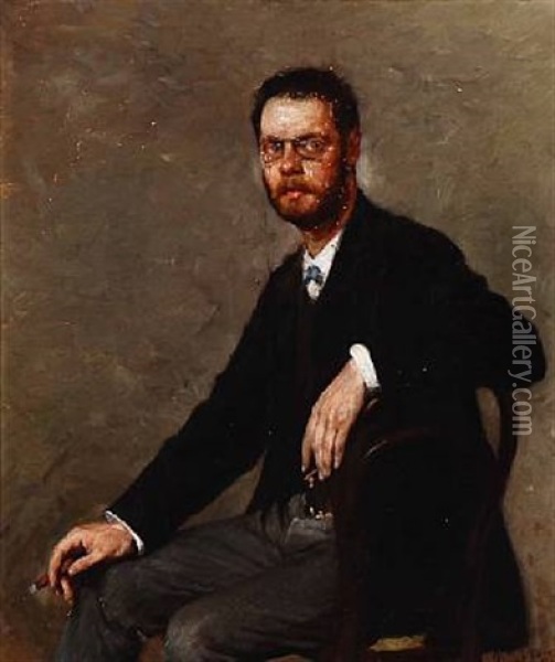 Portrait Of Insurer Aage Bramsen (1855-1921) Oil Painting - Gustaf-Oskar Bjoerk