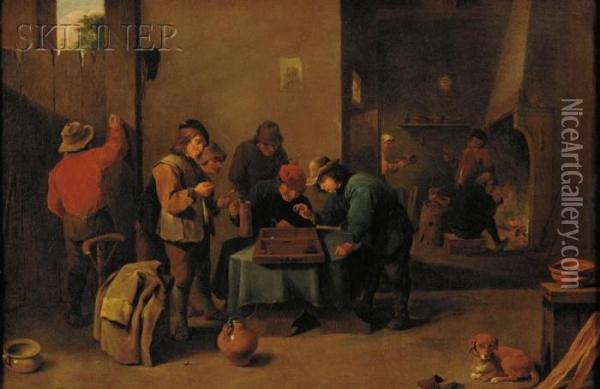 The Tric Trac Players Oil Painting - David The Younger Teniers