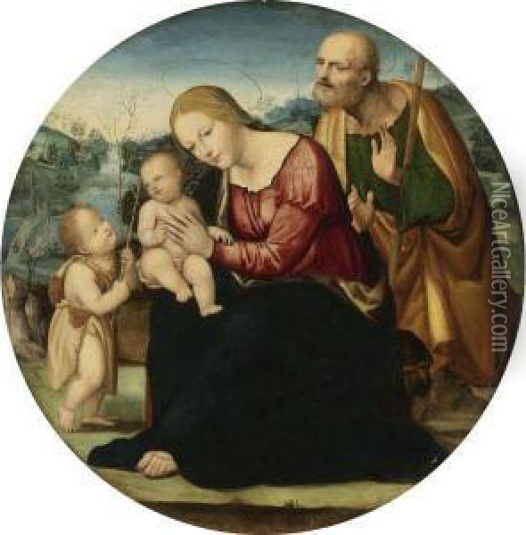 The Holy Family With The Infant Baptist In A Landscape Oil Painting - Sodoma