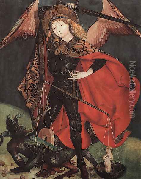St. Michael Weighing Souls 1480 Oil Painting - Kartner Meister