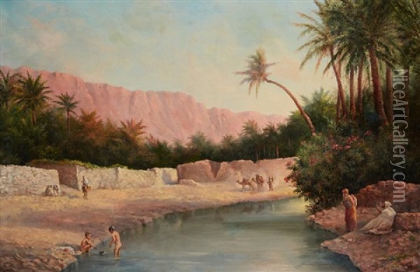 Dans L'oasis, 1905 Oil Painting - Gaspard De Toursky