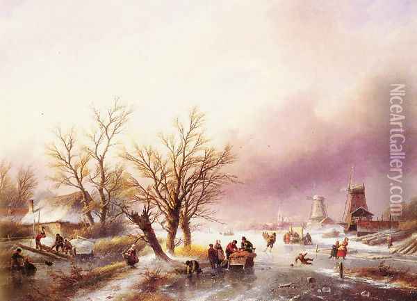A Winter Landscape Oil Painting - Jan Jacob Coenraad Spohler