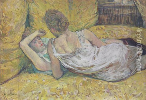 L'abandon (les Deux Amies) Oil Painting - Henri De Toulouse-Lautrec