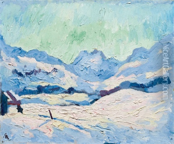 Winterlandschaft Bei Maloja Mit Blick Ins Fornotal Oil Painting - Giovanni Giacometti