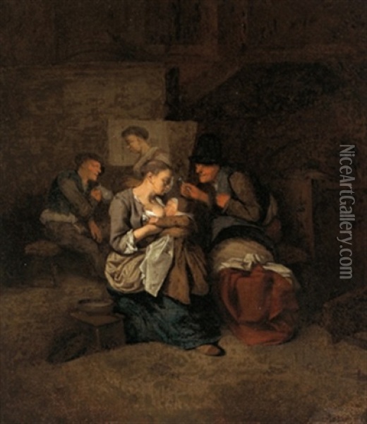 Bauernfamilie In Der Stube Oil Painting - Cornelis Pietersz Bega