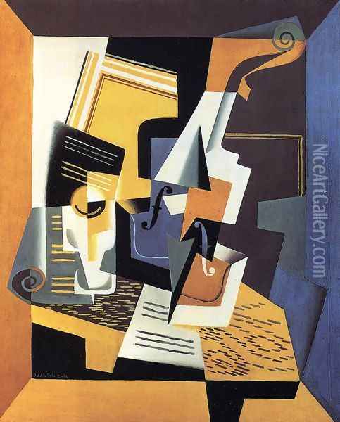 Violin and Glass I Oil Painting - Juan Gris