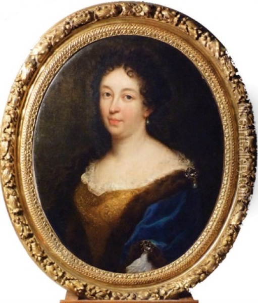 Portrait D'une Jeune Femme A La Perle Oil Painting - Pierre Mignard the Elder