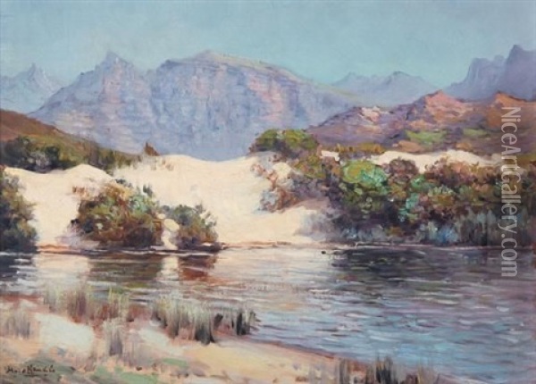 Breede River Reflections Oil Painting - Pieter Hugo Naude