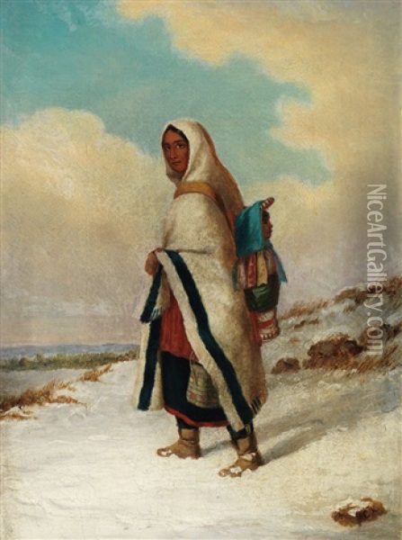 Caughnawaga Indian Oil Painting - Cornelius David Krieghoff