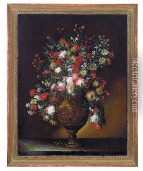 Blumenstillleben Mit Vergoldeter Prunkvase (un Mazzo Di Fiori In Un Vaso Fastoso Dorato) Oil Painting - Margherita Caffi