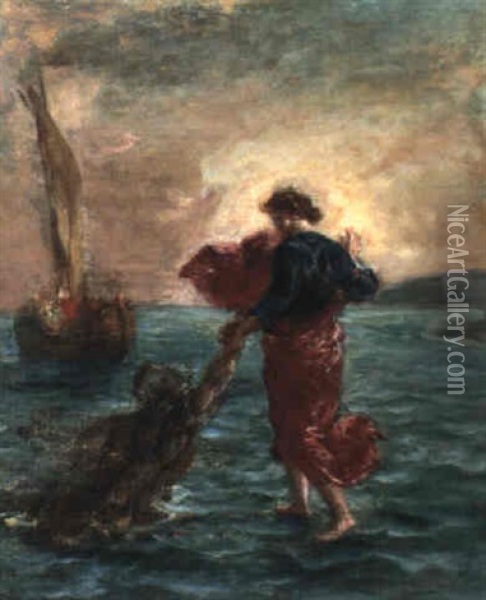 Christus Schreitet Uber Das Wasser Oil Painting - Eugene Delacroix